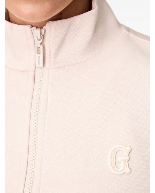 Guess Natural Logo-Patch Zip-Up Jacket