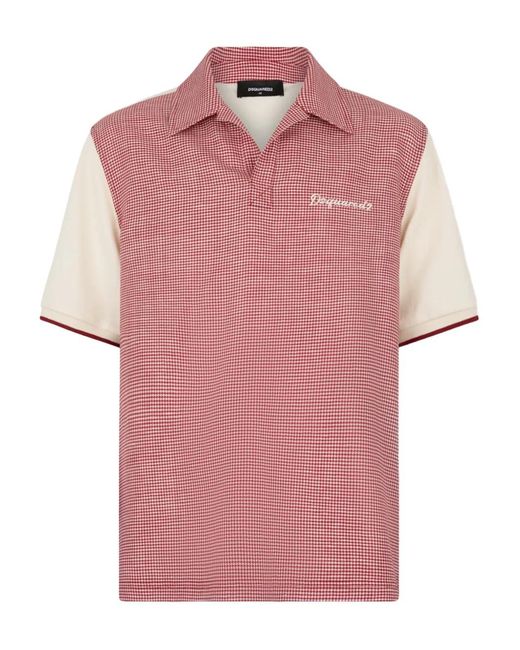DSquared² Pink Pied De Poule Polo Shirt for men