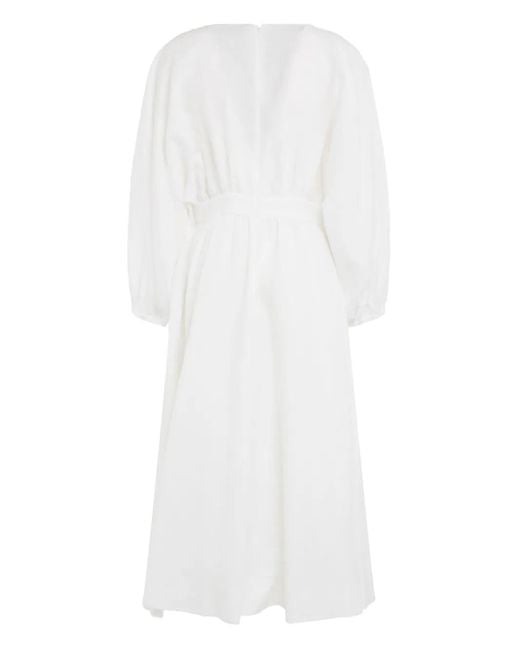 Gabriela Hearst White Ahmose Linen Midi Dress