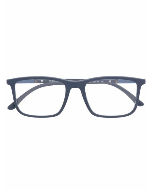 Emporio Armani Eckige Brille mit mattem Effekt in Blue für Herren