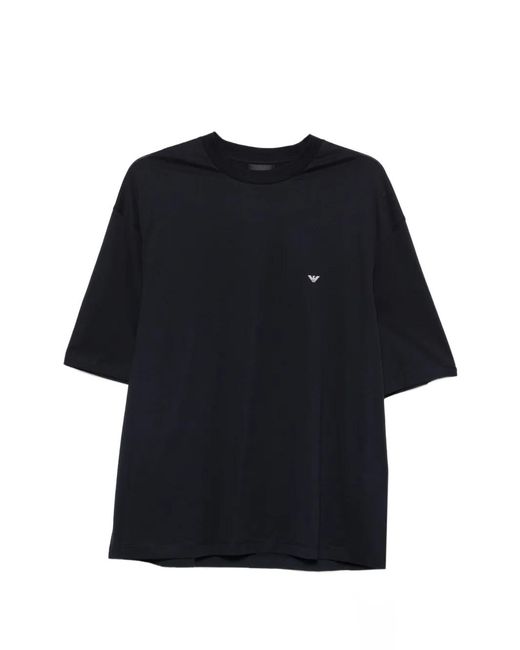 Emporio Armani Black Crew Neck T-Shirt With Logo Print for men