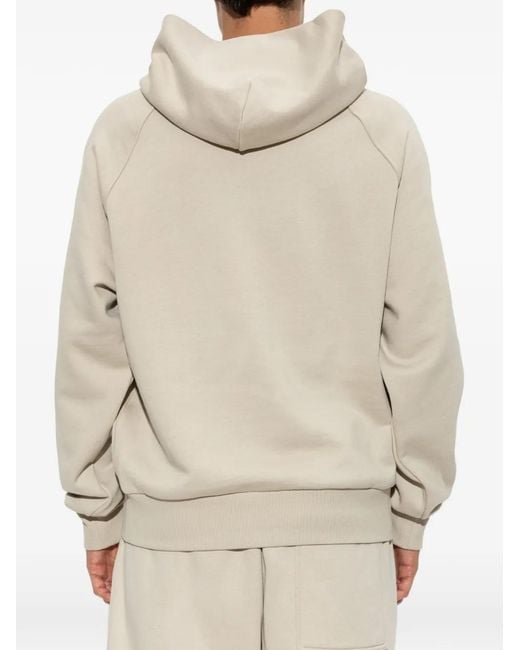 Moose Knuckles White Yul Logo-Patch Raglan-Sleeve Hoodie for men