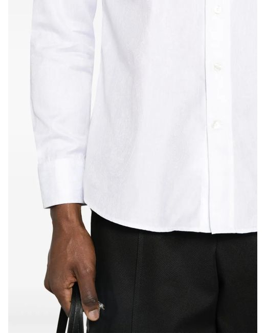 Etro White Logo-Embroidered Paisley-Print Shirt for men