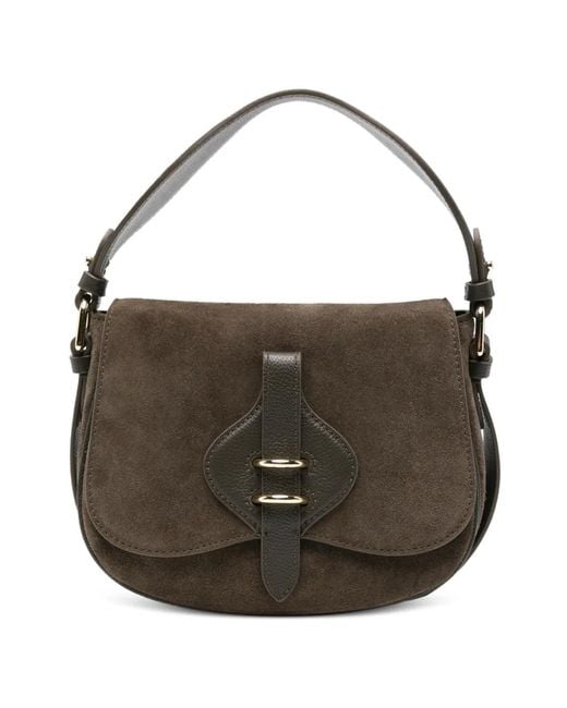 Coccinelle Gray Suede Shoulder Bag