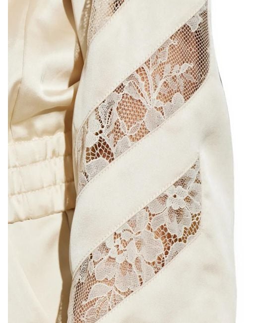 Off-White c/o Virgil Abloh White Lace-Insert Satin Bomber Jacket