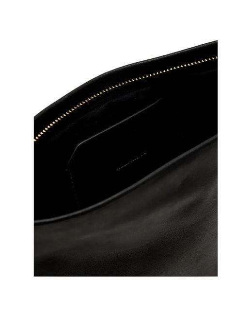 AllSaints Black Bettina Logo-Debossed Leather Clutch Bag