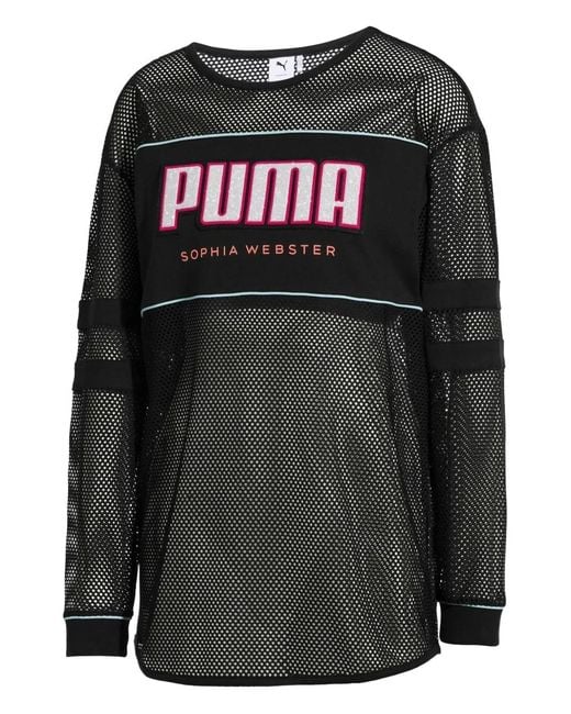 PUMA Black Mesh-Panel Long-Sleeve Top