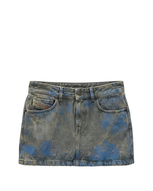 DIESEL Blue Acid-Wash Denim Mini Skirt