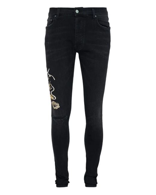 Amiri Blue Dragon-Embroidered Jeans for men