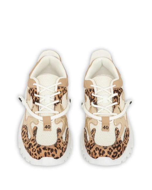 Gaelle Paris White Leopard-Panel Sneakers