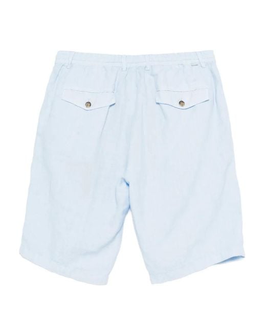 Paul & Shark Blue Linen Shorts for men