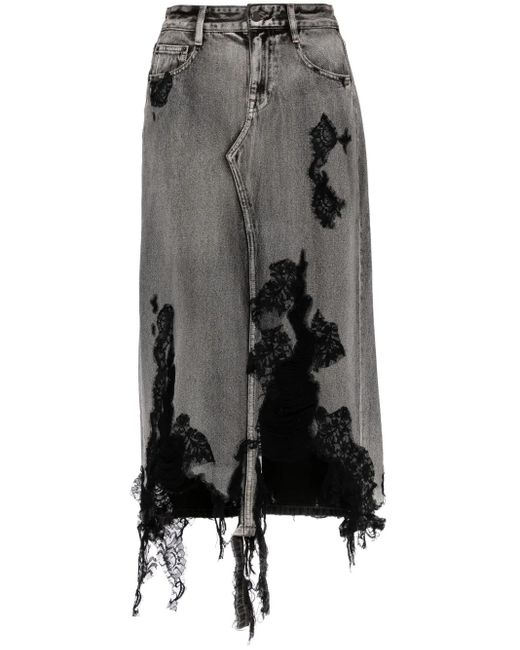 JNBY Denim Maxi-Rok Met Patchwork Van Kant in het Gray