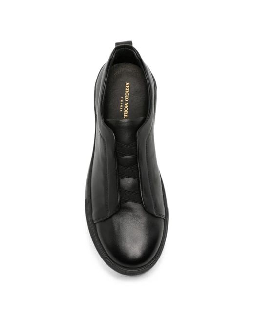 SERGIO MORETTI FIRENZE Black Slip-On Leather Sneakers for men