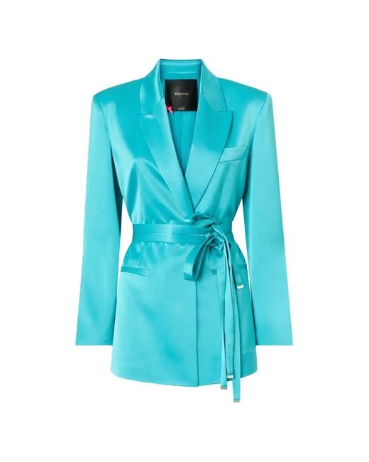 Pinko Blue Veste À Taille Ceinturée