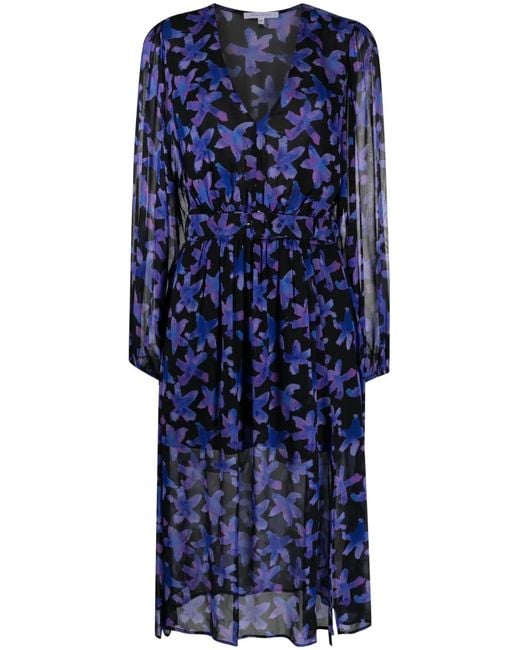 Patrizia Pepe Blue Starfish-Print Belted Dress