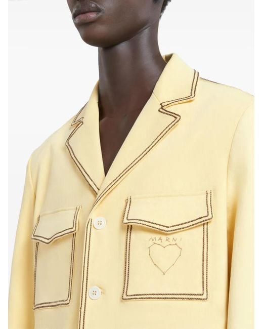 Marni Yellow Notched Lapels Decorative Stitching Blazer for men