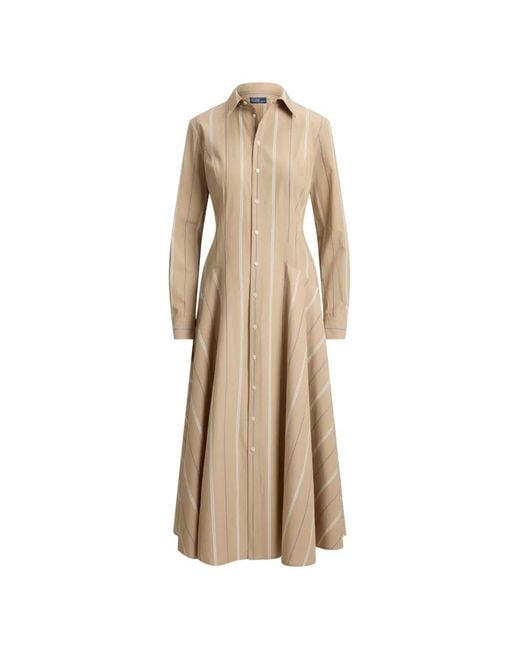 Polo Ralph Lauren Natural Striped Cotton Panelled Shirt-Dress
