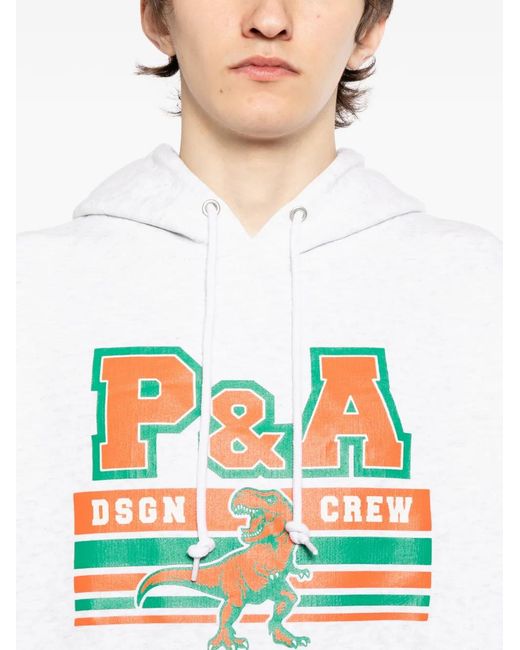 PEACE AND AFTER White T-Rex Hoodie for men