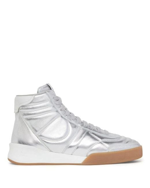 Courreges White Mid Club 02 Leather Sneakers