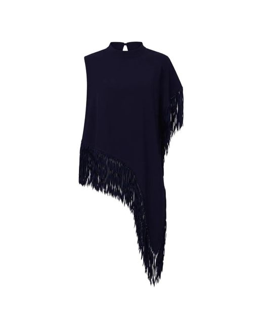 Boss Blue Fringe-Trim Asymmetric Top