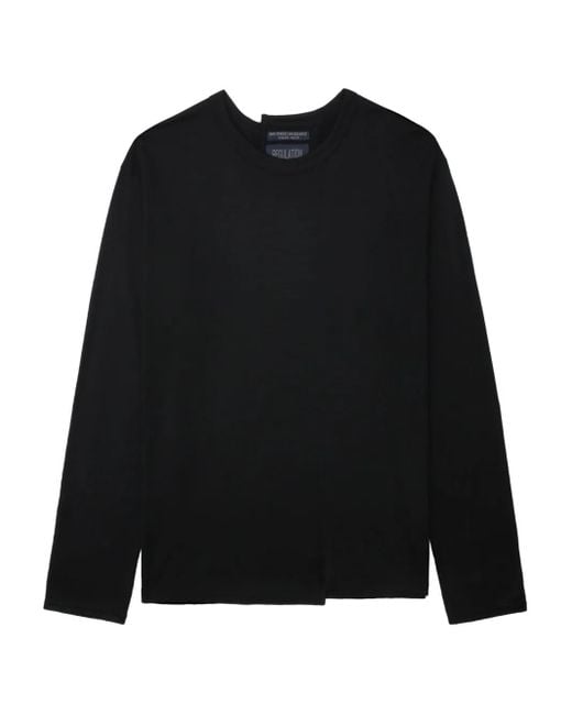 Yohji Yamamoto Black Long-Sleeve Wool T-Shirt for men
