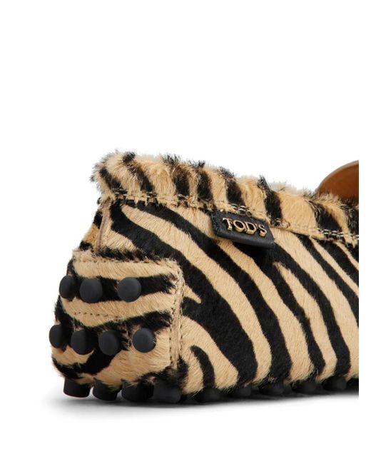 Tod's Black Gommino Driving Shoes In Pony-skin Effect Leather