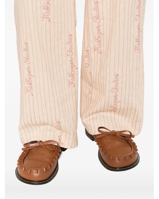 Kidsuper White Pinstripe Logo Trousers for men
