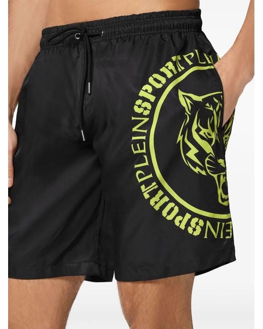 Philipp Plein Black Carbon Tiger Swim Shorts for men