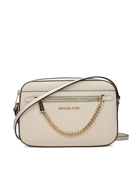 Michael Kors Natural Large Jet Set Saffiano Leather Crossbody Bag