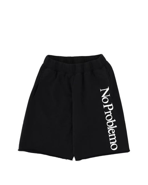 No Problemo Black Logo-Detail Shorts for men