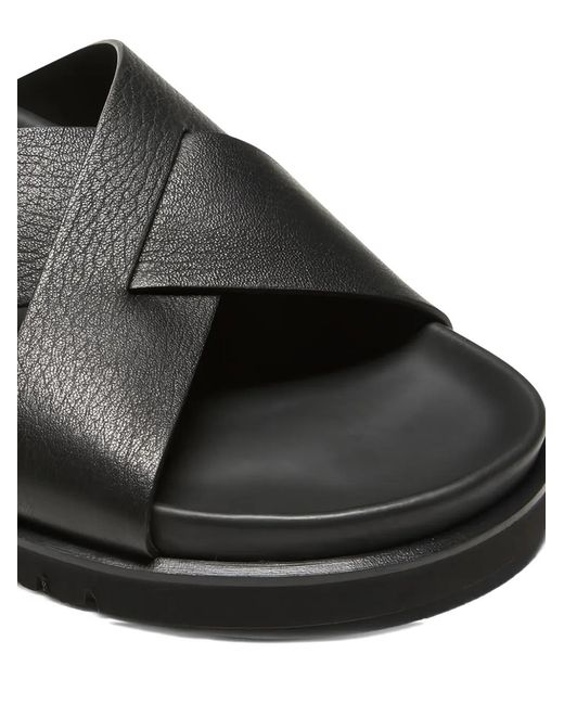 Fratelli Rossetti Black Leather Cross Sandals for men