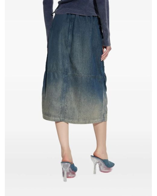 DIESEL Blue Multi-Pocket Denim Midi Skirt