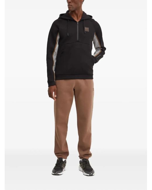 EA7 Black Logo-Patch Hoodie for men