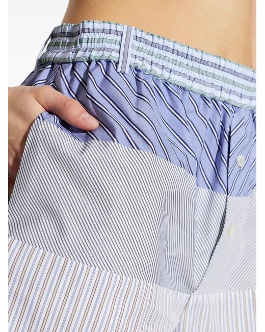 Moschino Blue Patchwork Striped Shorts