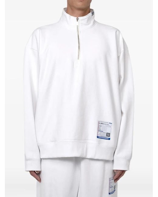 in・stru(men-tal) White Half-Zip Pullover Sweatshirt for men