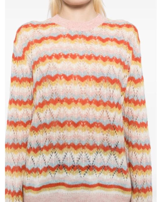 Maison Kitsuné Gestreepte Trui Met Kant in het Natural