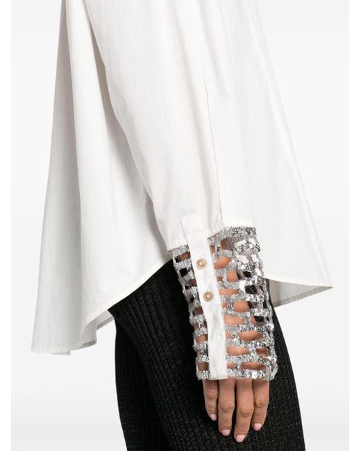 Forte Forte Sequinned Cuffs Cotton Shirt in het White