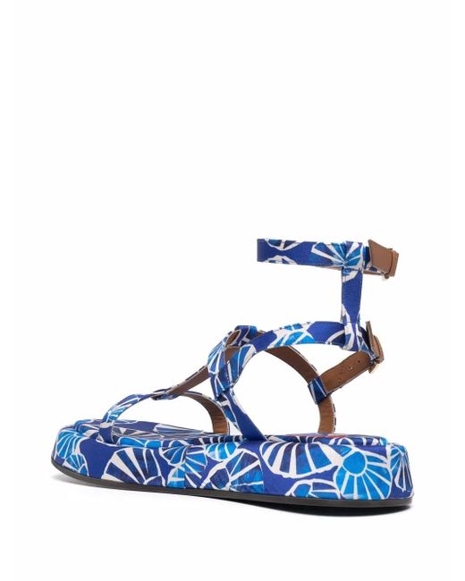 LaDoubleJ Blue Jazzy Seashell-Print Sandals