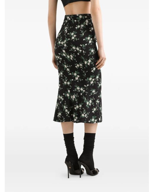 Dolce & Gabbana Black Dolce & Gabbana Printed Midi Skirt
