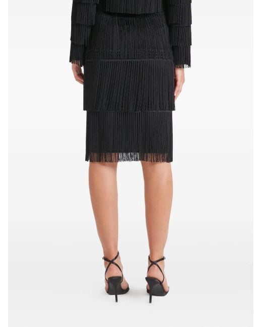 Temperley London Black Layered-Design Midi Skirt