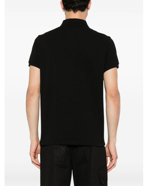 Moncler Black Logo-embroidered Cotton Polo Shirt for men