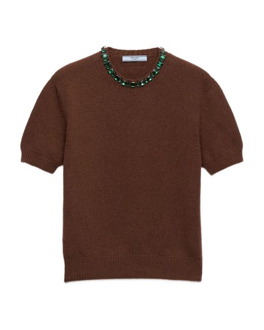 Prada Brown Wool And Cashmere Crew-Neck Sweater
