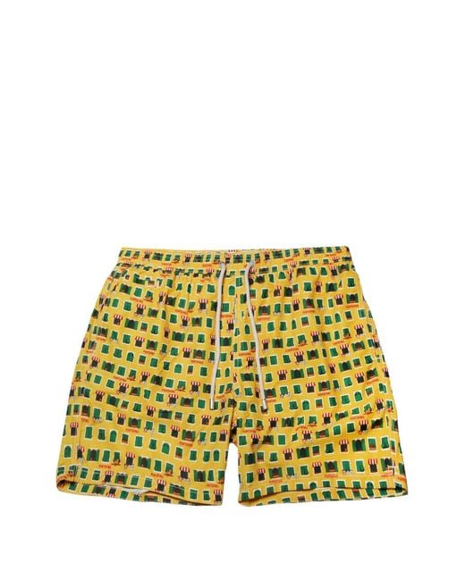Mc2 Saint Barth Yellow Short De Bain Imprimé À Lien De Resserrage for men