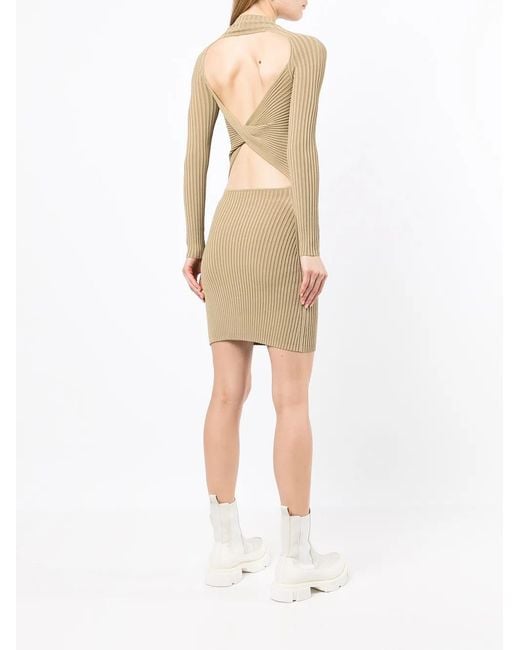 Dion Lee Natural Twist-Detail Ribbed-Knit Minidress