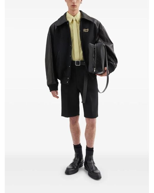 Jil Sander Black Panelled Leather Jacket for men
