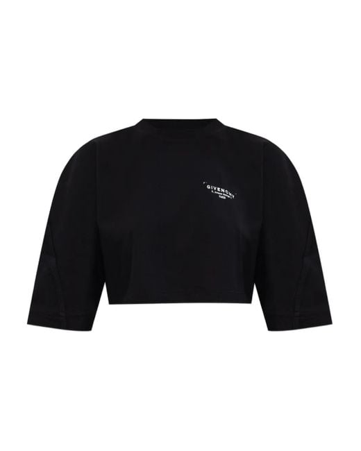 Givenchy Tops ,Zwart ,Katoen Stempel Print Zwart T-Shirt in het Black