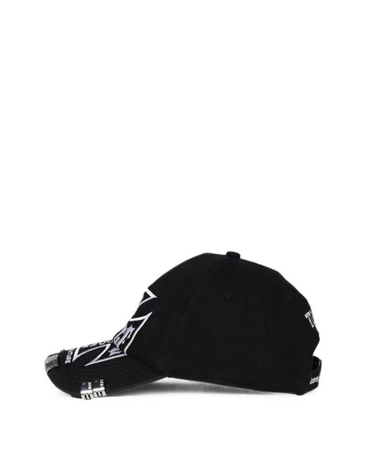 N. Hoolywood Black Camo-Print Distressed Cap for men