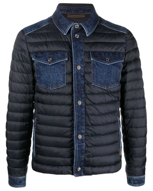 Moorer Blue Crespi Padded Shirt Jacket for men