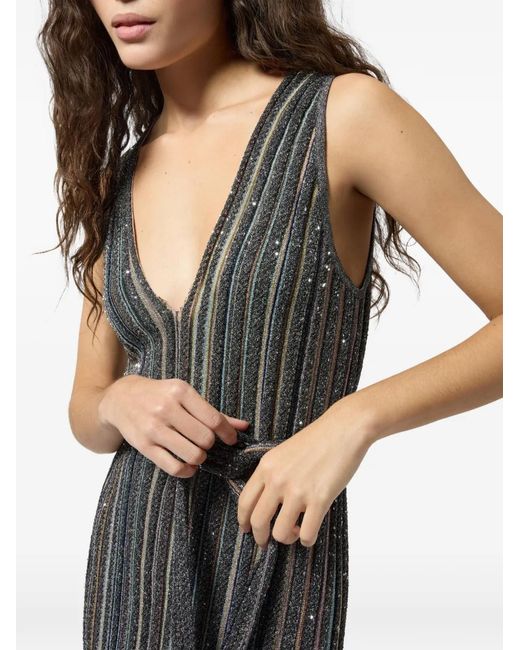 Missoni White Sequin-Embellished Striped Maxi Dress