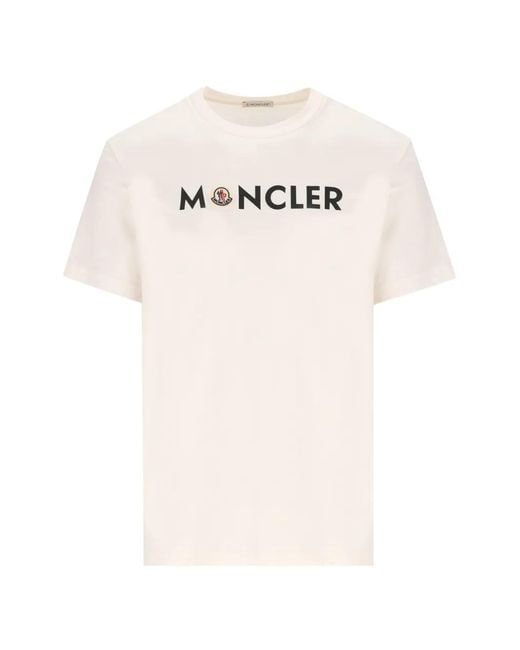 Moncler White Logo Cotton T-Shirt for men